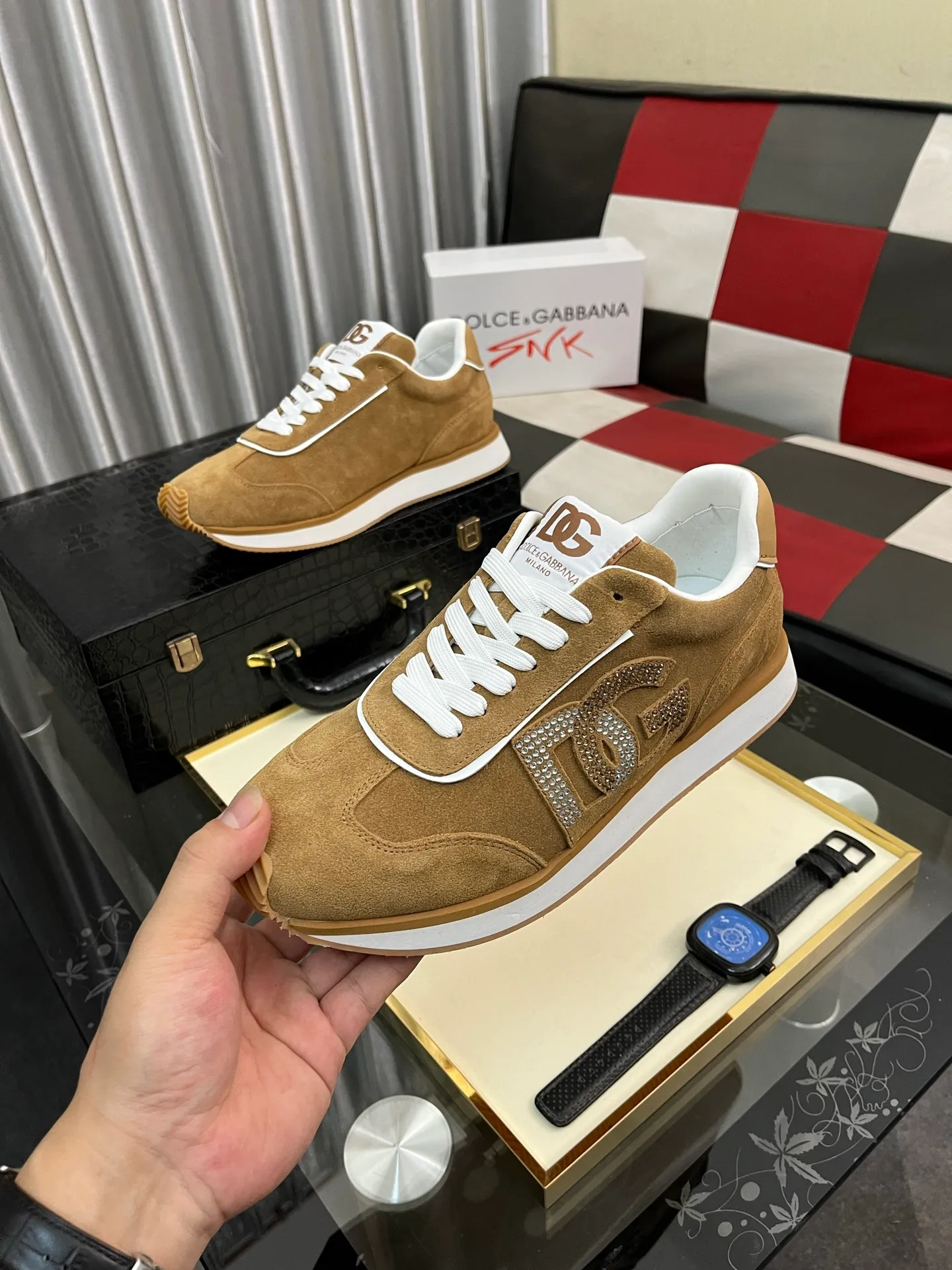 Men's Men's Shoes💰458⌚️⌚️••Dolce&Gabbana••DG✔️High-end men's sports and casual shoes. Original goods from top counters. Original imported cowhide, multi-material splicing design ➕Imported cowhide lining, cowhide feet ➕Original TPR elastic outsole. Size: 36-46